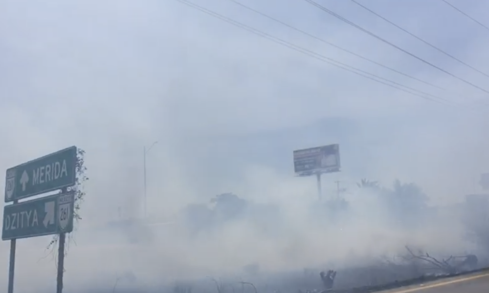 (VIDEO) Se incendia tramo Mérida-Progreso