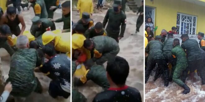(VIDEO) Director de Protección Civil de Tekax es rescatado de ser arrastrado por el agua