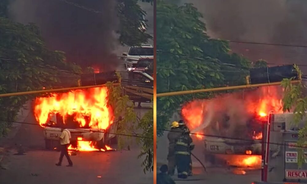 (VIDEO) Camión termina en cenizas tras incendio sobre la avenida Itzáes