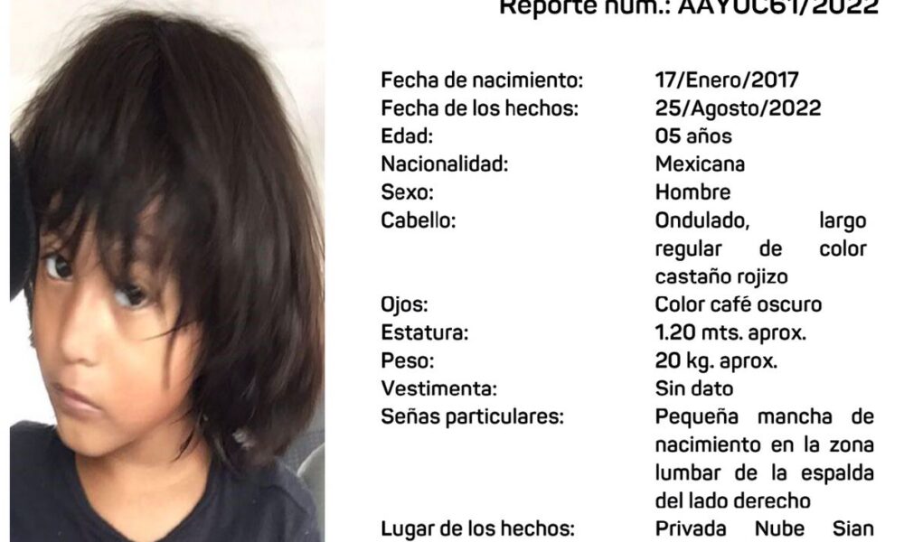 Activan Alerta Amber estatal por menor desaparecido en Mérida