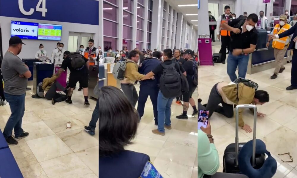 (VIDEO) Pasajero protagoniza agresión en el aeropuerto de Mérida