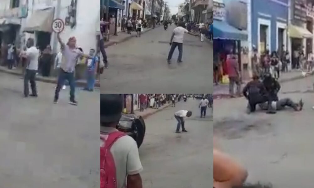 (VIDEO) Sujeto se autolesiona en el centro de Mérida