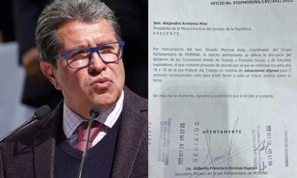 Ricardo Monreal manda a “congelar” el dictamen de Vacaciones Dignas