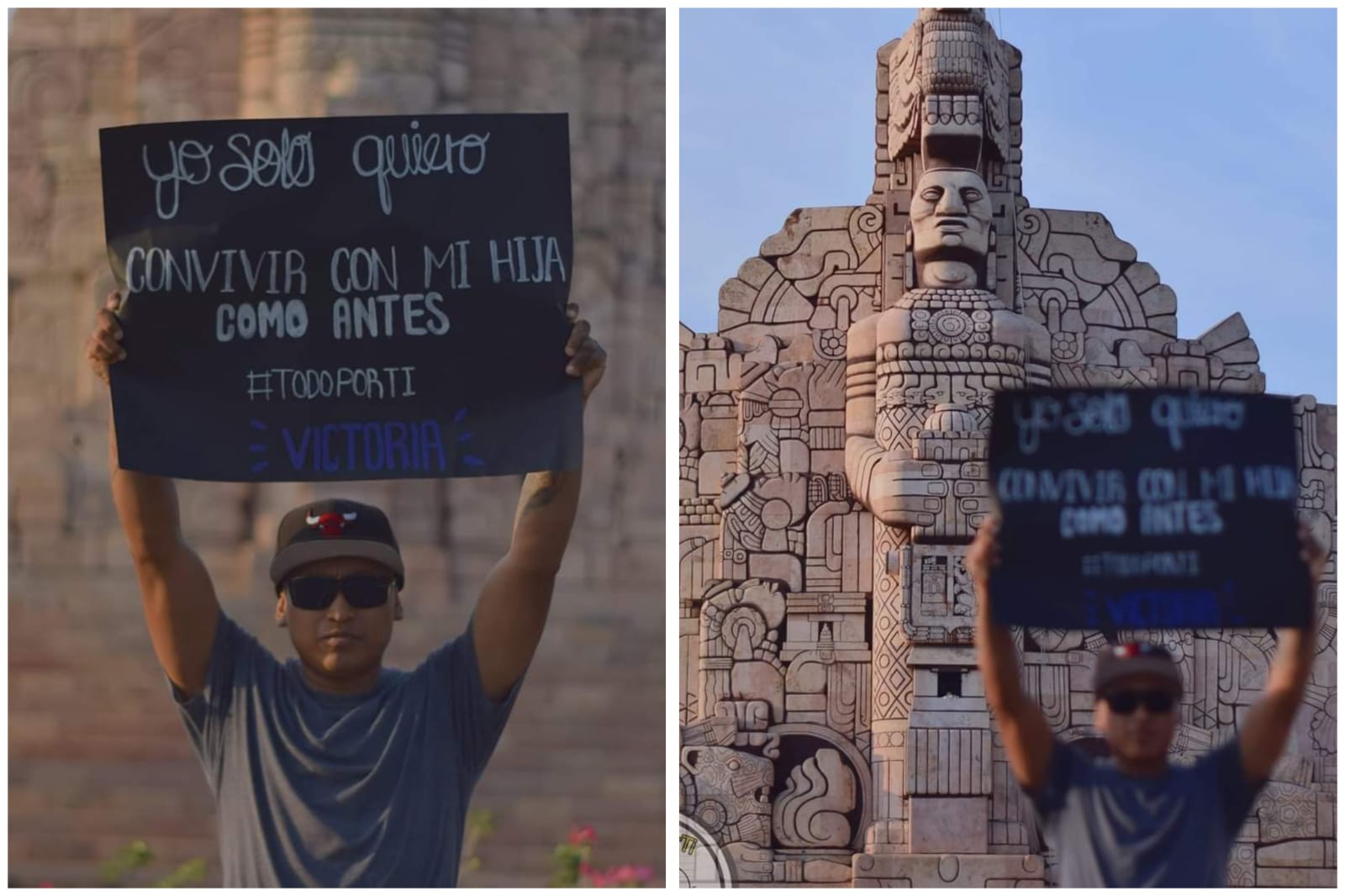 Padre protesta en el Monumento a la Patria de Mérida: desea “convivir” con su hija